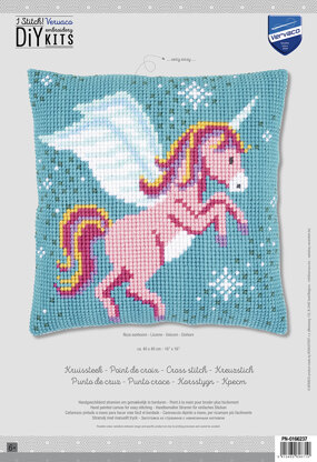 Vervaco Unicorn Cushion Cross Stitch Kit - 40cm x 40cm