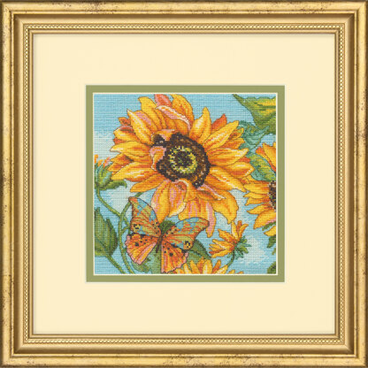 Dimensions The Gold Collection: Petite: Sunflower Garden Cross Stitch Kit - 6in x 6in