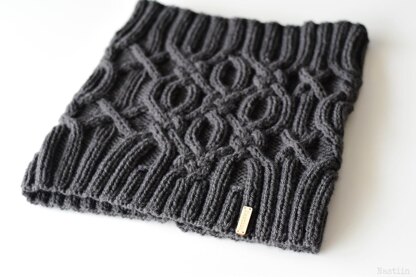 Granite cable knit cowl scarf