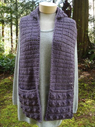 Popcorn Pocket Scarf with Hood - PA-315