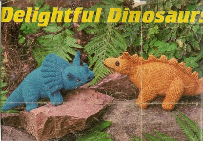 Triceratops and Stegosaurus toy dinosaur knitting pattern