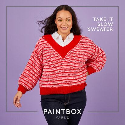 Take it Slow Sweater - Free Knitting Pattern for Women in Paintbox Yarns Chenille by Paintbox Yarns