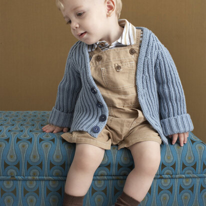 Brioche Stitch Baby Cardigan in Lion Brand Cotton-Ease - 90101AD