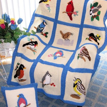 Knit Song Bird Afghan & Pillow