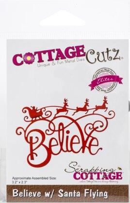 CottageCutz Elites Die - Believe W/Santa Flying, 3.2"X2.3"