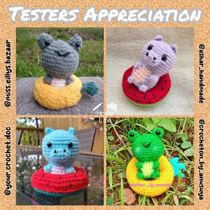 Frog and Hippo in Fruit Swim Rings