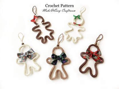 Crochet gingerbread ornaments Christmas hanging ornament Gingerbread boy girl Xmas gift tag Keepsake Christmas decoration Xmas patterns