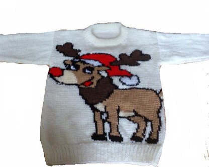 Rudolph Reindeer In Christmas Hat Jumper