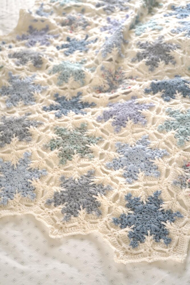 Hand Crocheted store Snowflakes Blanket