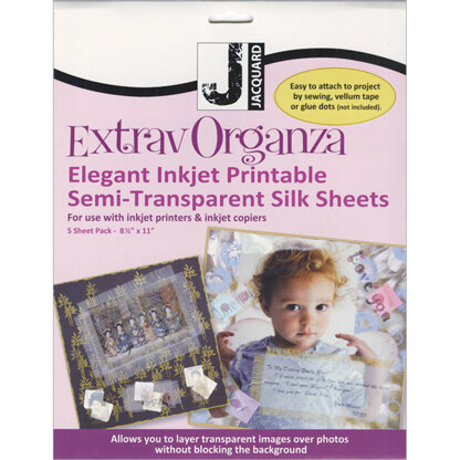 Jacquard Products ExtravOrganza Ink Jet Fabric Sheets 8.5"X11" 5/Pkg - Silk