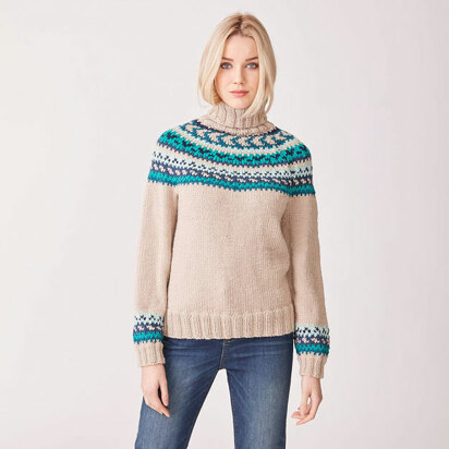 Fair Isle Turtleneck in Caron x Pantone - Downloadable PDF