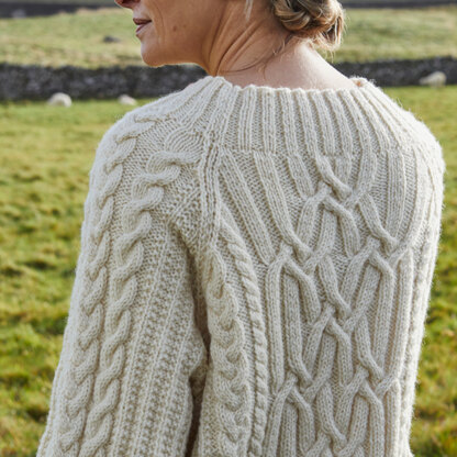 Cabled Raglan Sweater Jumper Knitting Pattern for Women in Debbie Bliss British Wool Aran by Debbie Bliss