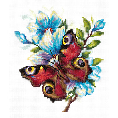 Magic Needle Peacock Butterfly Cross Stitch Kit - 17cm x 17cm