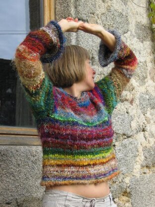 Recycled sari silk long sleeved jumper