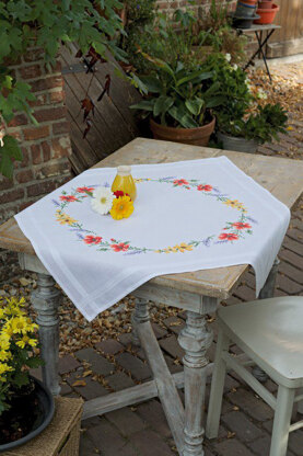 Vervaco Flowers & Lavender Tablecloth Kit (80 x 80 cm) - 80 x 80cm