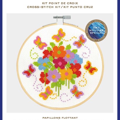 DMC Fluttering Butterflies Cross Stitch Kit (with 7in hoop) - 7in