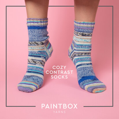 Cozy Contrast Socks - Free Knitting Pattern in Paintbox Yarns Socks - knitting pattern