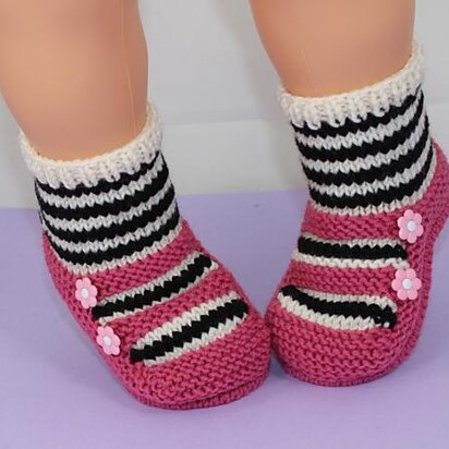 Childrens Stripe Sock 2 Strap Sandal Slippers - knitting pattern