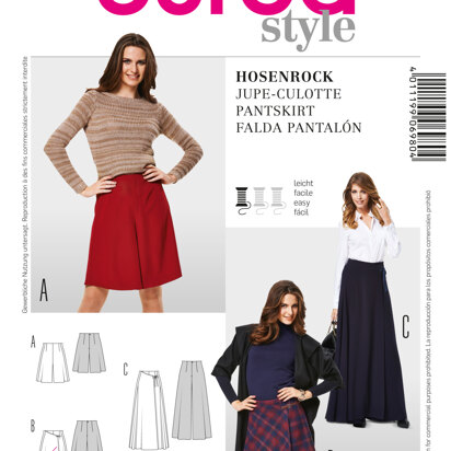 Burda Style Trouserskirts Sewing Pattern B6980 - Paper Pattern, Size 8-20 (34-46)