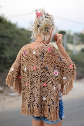 Style Traveler crochet cardigan with fringe