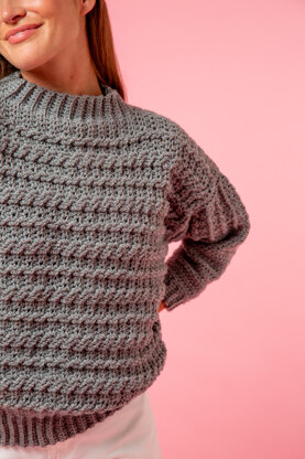 Free Crochet Pattern: Cinnamon Spiced Ribbed Sweater - Knit-Look Elegance