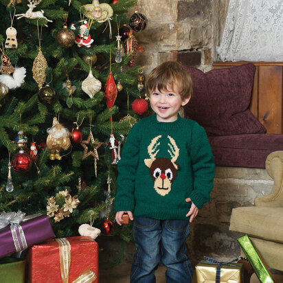 Child's Reindeer Sweater in Patons Fab DK