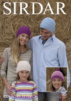 Hats in Sirdar Country Style DK - 7827- Downloadable PDF