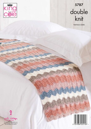 Bed Runners and Blankets Knitted in King Cole Harvest DK - 5787 - Downloadable PDF