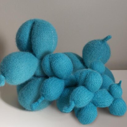 Pattern - Knit Balloon-Dog Wool Felt Toy (5" mini, 7" small, 11" large) - knitting pattern