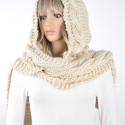 Knitting Pattern Bravo Hooded Scarf 