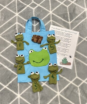 5 little frog finger puppet set