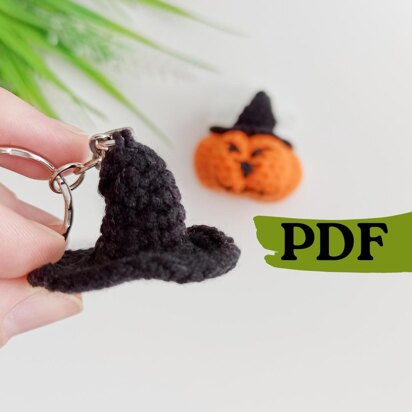 Crochet witch hat pattern, easy crochet Halloween keychain