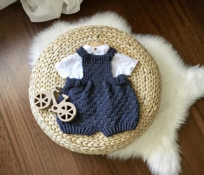 Harmony Basketweave Baby Boy & Girl Romper N 635