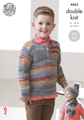 Sweaters, Hat & Scarf in King Cole DK - 4453 - Downloadable PDF