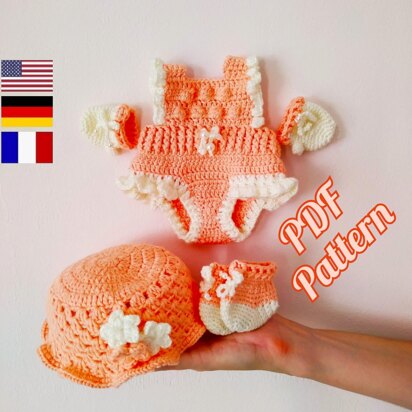 Amigurumi doll clothes pattern, Amigurumi doll outfit pattern 12,6 inches, Crochet baby clothes for Lulu (English, Deutsch, Français)