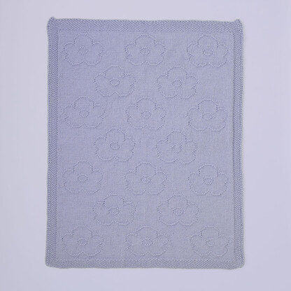 Flower Baby Blanket - Free Knitting Pattern for Babies in Paintbox Yarns Wool Mix Aran