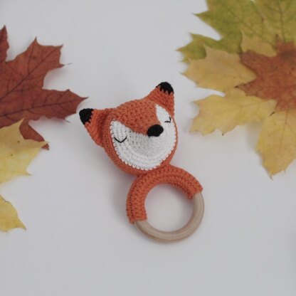 Crochet fox pattern rattle toy Amigurumi pattern baby teether