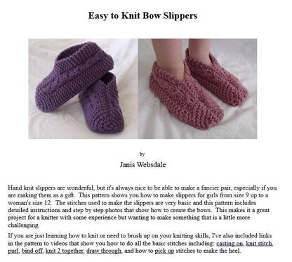 Easy to Knit Bow Slippers