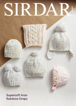 Hats & Scarves in Sirdar Supersoft Aran Rainbow Drops - 5181 - Downloadable PDF