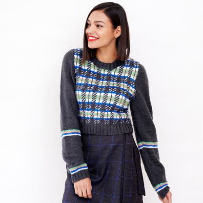 Multi Tartan Jumper - Free Knitting Pattern For Women in Paintbox Yarns Simply DK