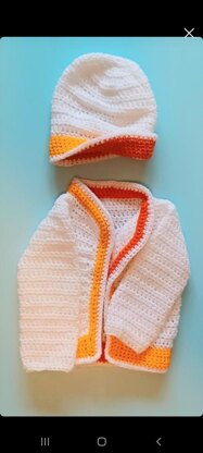 2-4-1 Reversible Baby Cardigan and Beanie Set