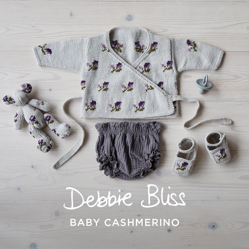 Lilac Rose Crossover Cardigan, Bear & Shoes Set - Free Layette