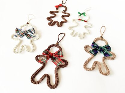 Crochet gingerbread ornaments Christmas hanging ornament Gingerbread boy girl Xmas gift tag Keepsake Christmas decoration Xmas patterns