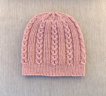 Hat with Small Eyelet Mock Cables