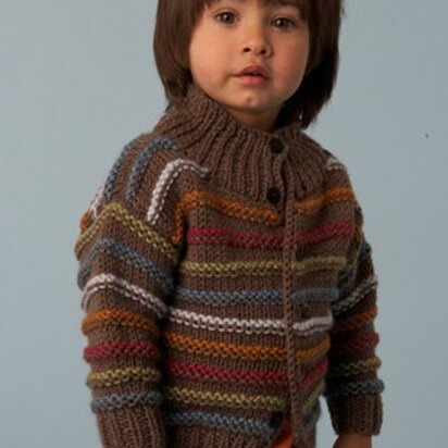 Boy's Striped Cardigan in Lion Brand Vanna's Choice - 60779A