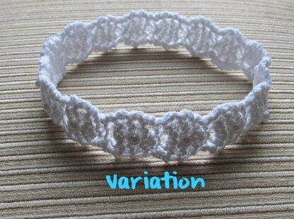 White Cotton Lacy Headband with Pearl Beads