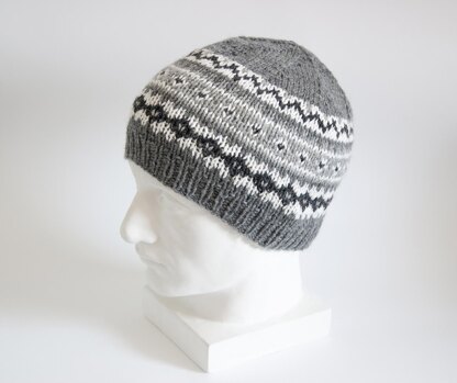 GRAY Fair Isle Hat