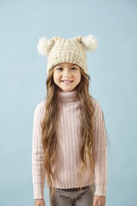 Children's Hats in King Cole Fashion Aran & Luxury Fur - 5100pdf - Downloadable PDF