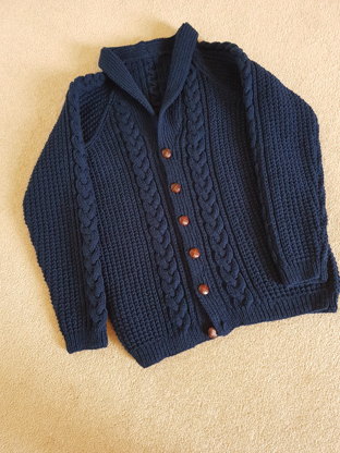 Men aran cardigan - blue