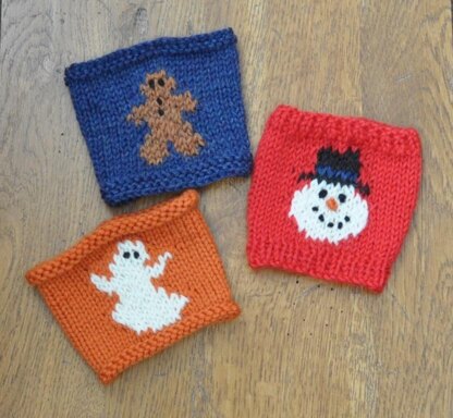 Coffee Cozies  Ghost-Gingerbread-Snowman Set